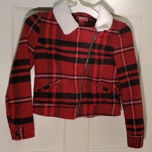 Cropped Jacket sherpa Arizona red plaid